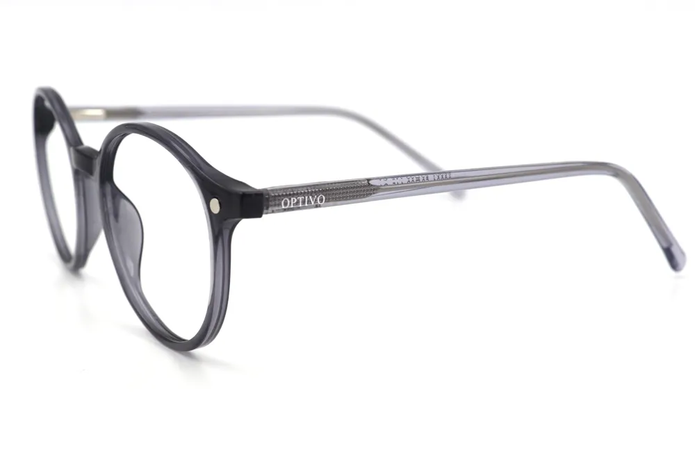 Optivo Grey Round Full Rim Clipon Eyeglass
