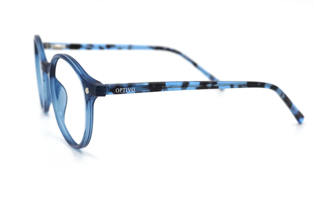 Optivo Blue Round Full Rim Clipon Eyeglass