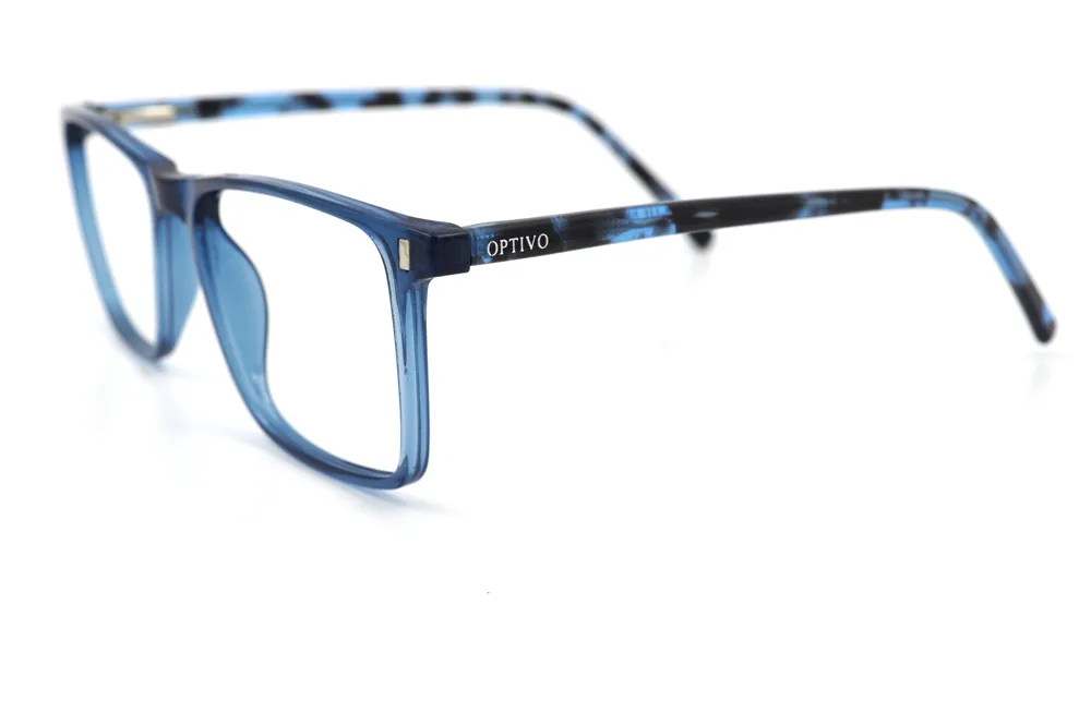 Optivo Blue Rectangle Full Rim Clipon Eyeglass