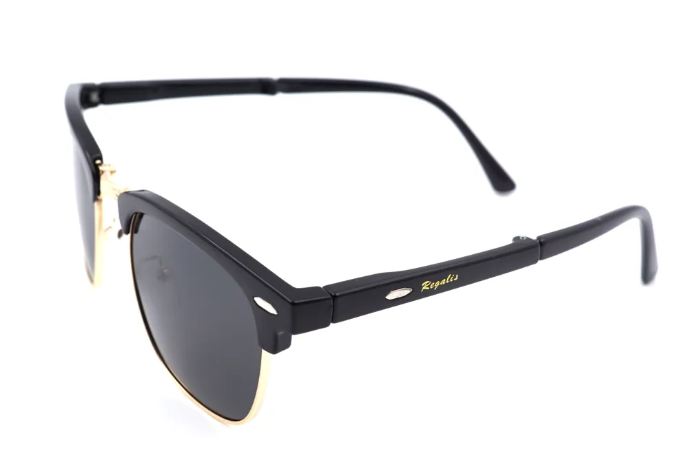 Regalis Black Clubmaster Polarized & UV Protection Foldable Sunglass